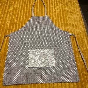 Gray Polka Dot Apron with Paisley Pocket